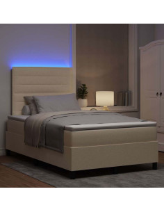 Letto a molle con materasso Crema 120 x 190 cm Tessuto 2