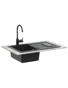 Lavello Nero 780 x 500 mm 80% Quarzo e 20% Resina 2