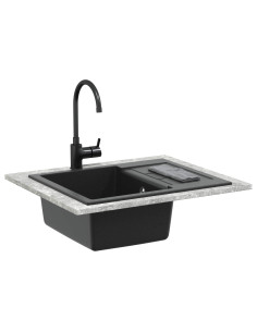 Lavello Nero 620 x 500 mm 80% Quarzo e 20% Resina 2