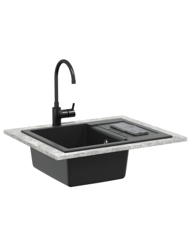 Lavello Nero 620 x 500 mm 80% Quarzo e 20% Resina