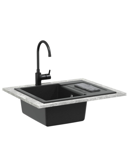 Lavello Nero 620 x 500 mm 80% Quarzo e 20% Resina