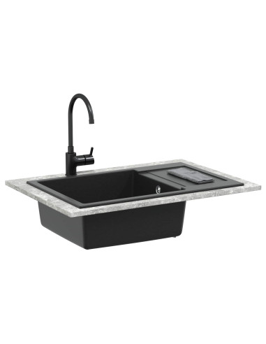 Lavello Nero 780 x 500 mm 80% Quarzo e 20% Resina