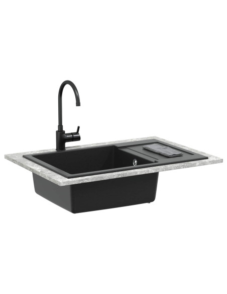 Lavello Nero 780 x 500 mm 80% Quarzo e 20% Resina