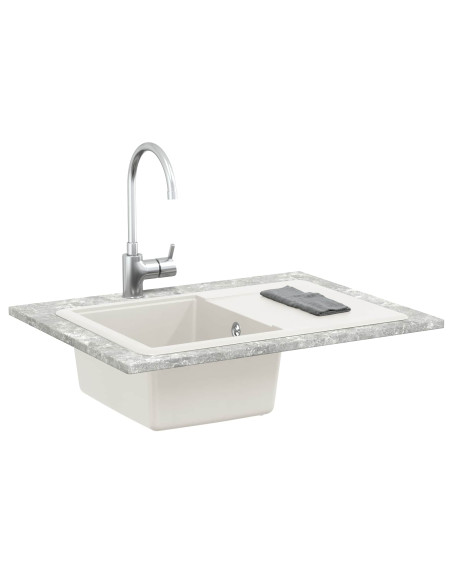 Lavello Bianco 670 x 460 mm 80% Quarzo e 20% Resina