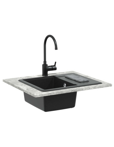 Lavello Nero 560 x 460 mm 80% Quarzo e 20% Resina