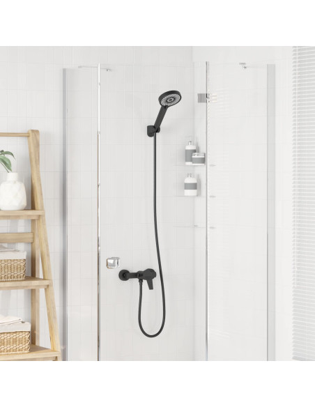 Set di doccia con soffione Nero G 1 / 2 pollici Ottone