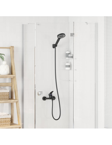 Set di doccia con soffione Nero G 1 / 2 pollici