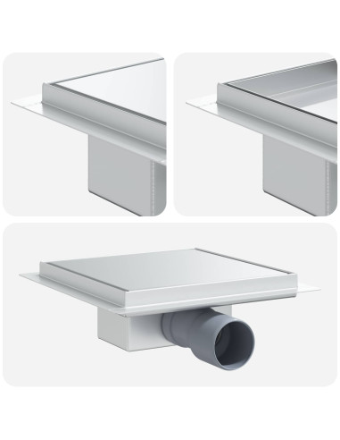 Drenaggio doccia 2 in 1 Argento 20 x 20 cm Acciaio Inox 304