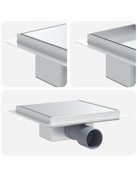 Drenaggio doccia 2 in 1 Argento 20 x 20 cm Acciaio Inox 304
