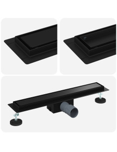 Drenaggio doccia 2 in 1 Nero 50 cm Acciaio Inox 304 2