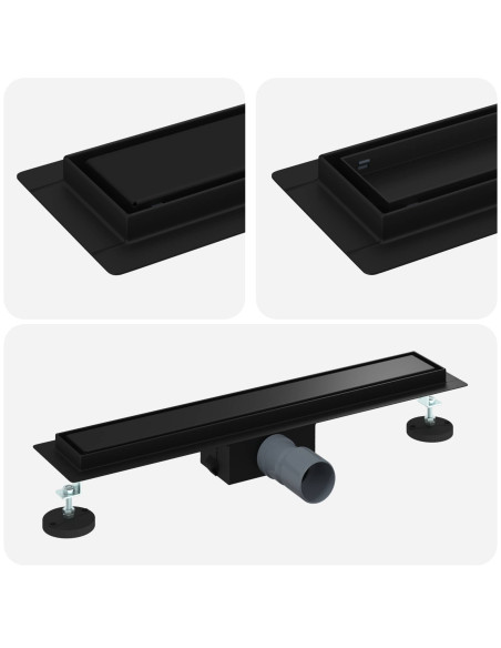 Drenaggio doccia 2 in 1 Nero 50 cm Acciaio Inox 304