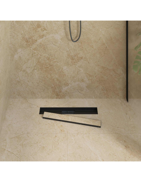 Drenaggio doccia 2 in 1 Nero 60 cm Acciaio Inox 304