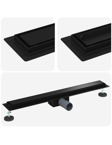 Drenaggio doccia 2 in 1 Nero 70 cm Acciaio Inox 304