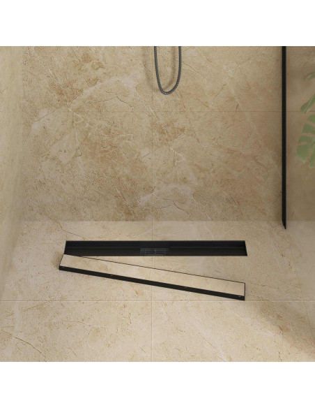 Drenaggio doccia 2 in 1 Nero 80 cm Acciaio Inox 304