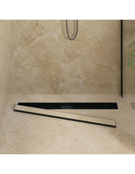 Drenaggio doccia 2 in 1 Nero 90 cm Acciaio Inox 304