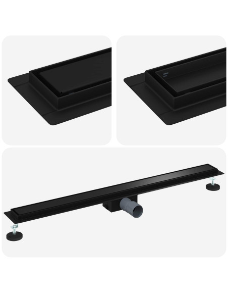 Drenaggio doccia 2 in 1 Nero 100 cm Acciaio Inox 304