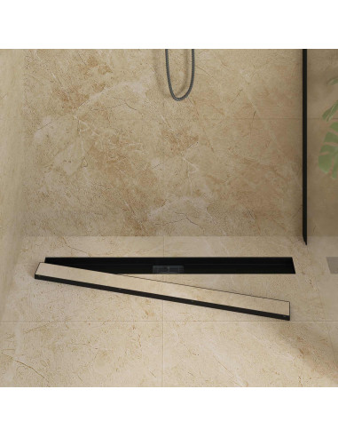 Drenaggio doccia 2 in 1 Nero 100 cm Acciaio Inox 304