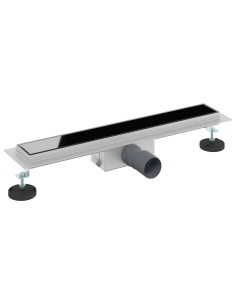 Drenaggio doccia con copertura in vetro Nero 50 cm 2