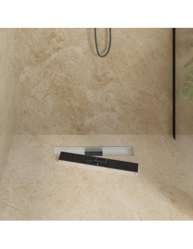 Drenaggio doccia con copertura in vetro Nero 50 cm