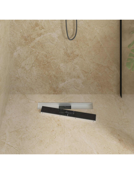 Drenaggio doccia con copertura in vetro Nero 50 cm