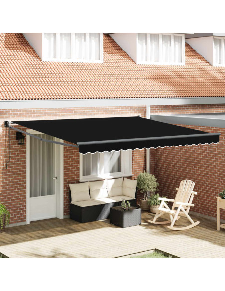 Tenda Retrattile Nero 400 × 300 cm Poliestere e Alluminio