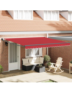 Tenda Retrattile Rosso 400 × 300 cm Poliestere e Alluminio