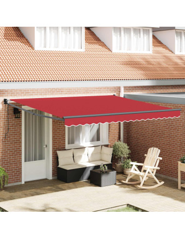 Tenda Retrattile Rosso 400 × 300 cm Poliestere e Alluminio