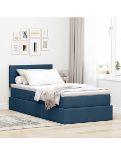 Letto con contenitore e materasso con materasso Blu 90 x 190 cm