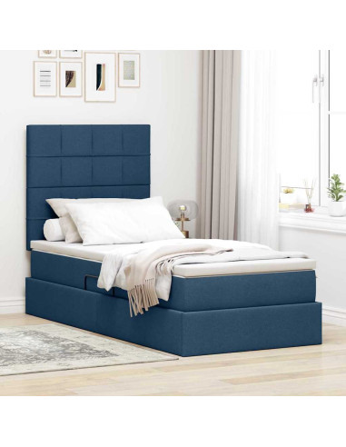 Letto con contenitore e materasso Blu 90 x 190 cm Poliestere