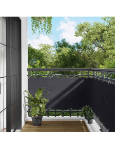 Schermo da balcone Nero 75 x 200 cm Oxford alu rivestito in PU