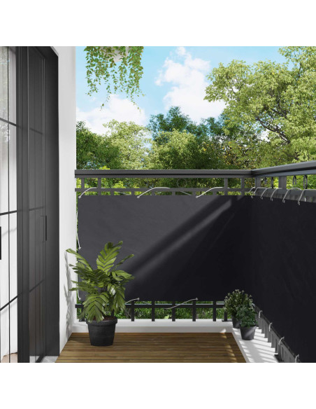 Schermo da balcone Nero 90 x 200 cm Oxford alu rivestito in PU