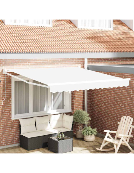 Tenda Retrattile Bianco 350 x 250 cm Poliestere e Alluminio
