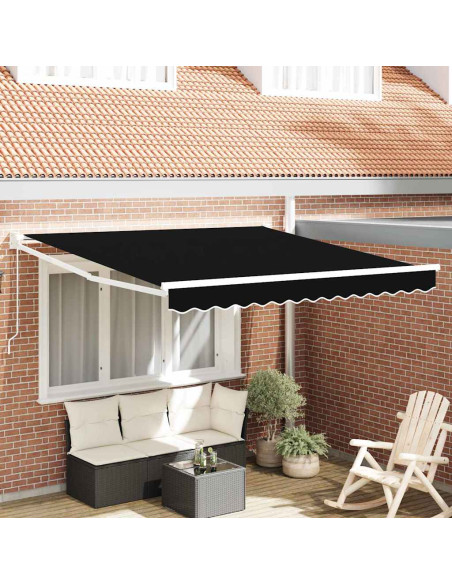 Tenda Retrattile Nero 350 x 250 cm Poliestere e Alluminio