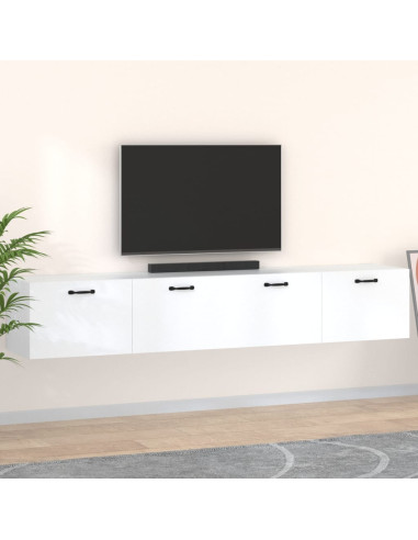 Mobili Parete 2 pz Bianco 100x36,5x35 cm in Legno Multistrato