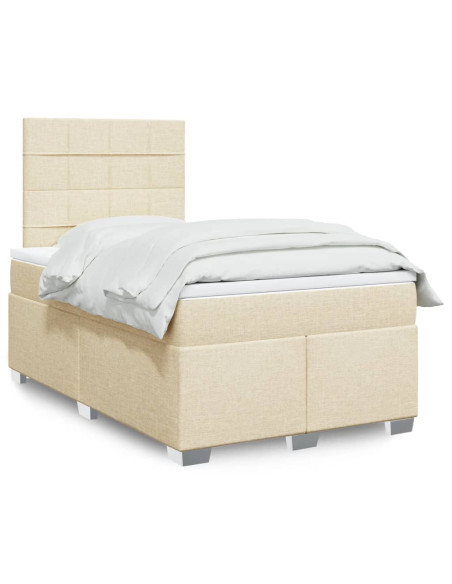 Giroletto a Molle con Materasso Crema 120x190 cm in Tessuto