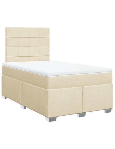 Giroletto a Molle con Materasso Crema 120x190 cm in Tessuto
