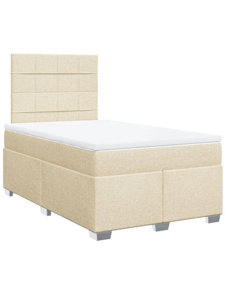 Giroletto a Molle con Materasso Crema 120x190 cm in Tessuto