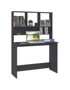 Scrivania con Mensole Grigia 110x45x157 cm in Legno Multistrato 2