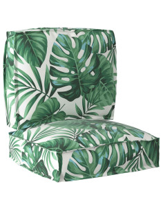 Set di Cuscini per Pallet Floreale 2 pcs Motivo Foglia Verde