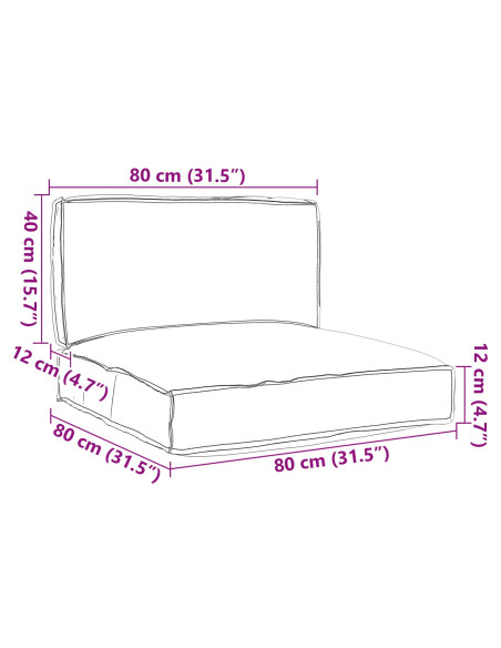 Set di Cuscini per Pallet 2 pcs Rosso Vino Tessuto Oxford