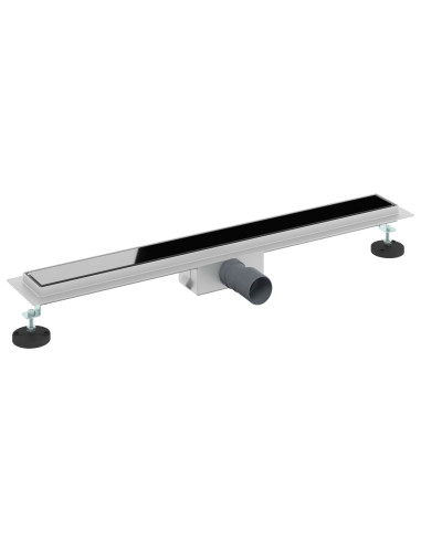 Drenaggio doccia con copertura in vetro Nero 80 cm