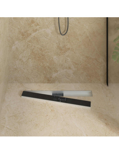 Drenaggio doccia con copertura in vetro Nero 80 cm