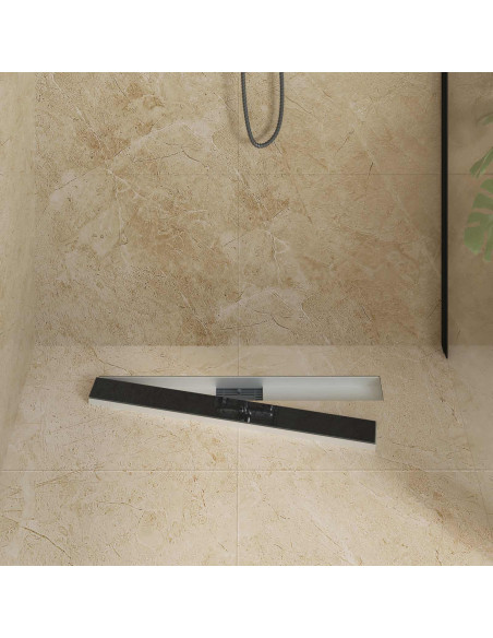 Drenaggio doccia con copertura in vetro Nero 80 cm