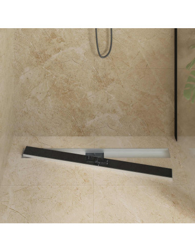 Drenaggio doccia con copertura in vetro Nero 100 cm