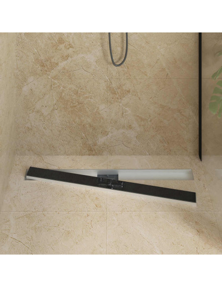 Drenaggio doccia con copertura in vetro Nero 100 cm