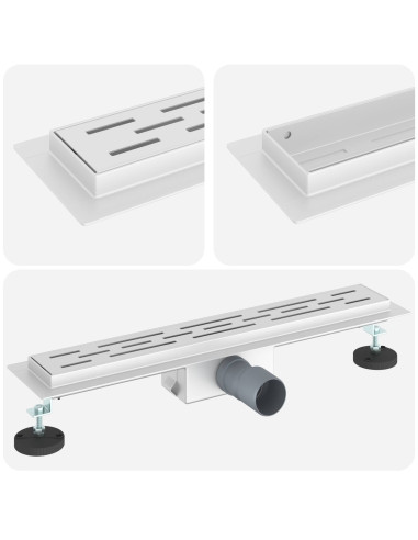 Drenaggio doccia con design a striscia Argento 50 cm