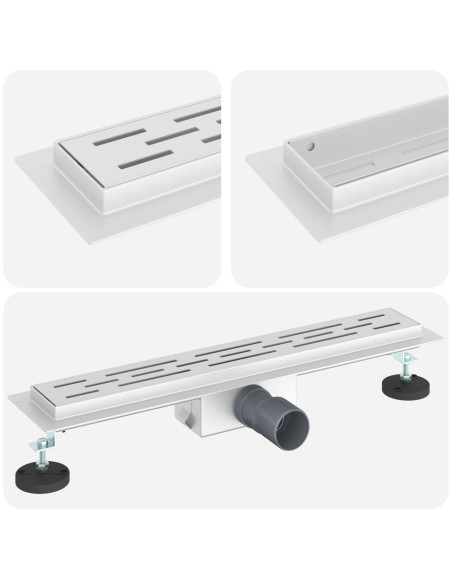 Drenaggio doccia con design a striscia Argento 60 cm