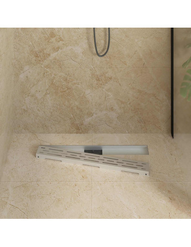 Drenaggio doccia con design a striscia Argento 80 cm