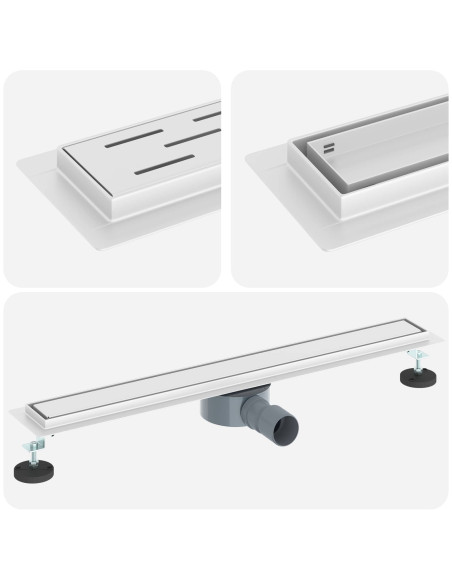 Scarico doccia 2-in-1 con sifone a 360° Argento 70 cm