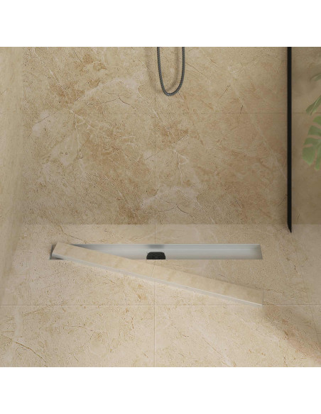 Scarico doccia 2-in-1 con sifone a 360° Argento 80 cm